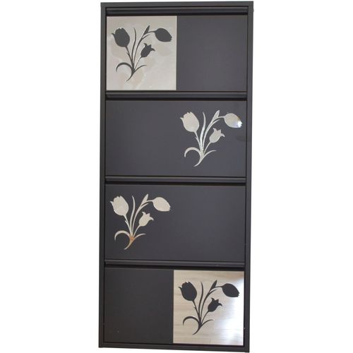 Schuhschrank, silber (schwarz, silber), B:60cm H:138cm T:15cm, Metall, HOFMANN LIVING AND MORE, Schränke