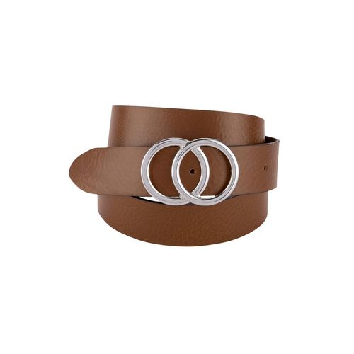 Koppelgürtel BERND GÖTZ, Damen, Gr. 85, braun (cognac), Leder, unifarben, Gürtel, mit Doppelringschließe