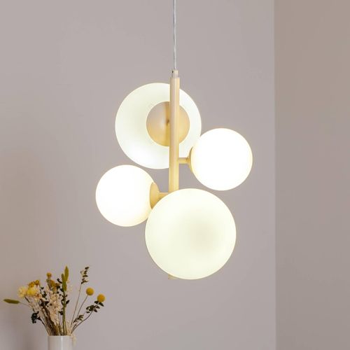 Hängeleuchte Dione, opal/creme, 4-flammig