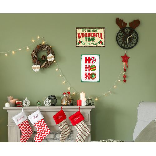 my home Metallbild »Christmas Weihnachten Stahlschilder Blechschilder 2er-Set«, (2er-Set), 20x30x0,1cm - mit Lochbohrung