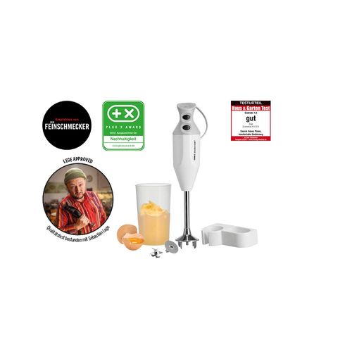 ESGE-Zauberstab 90310 M 122 S, Stabmixer weiß, mit Zubehör, 10.000 bis 16.000 U/m, Stabmixer, Pürierstab, Handmixer, Zubehör,140 Watt