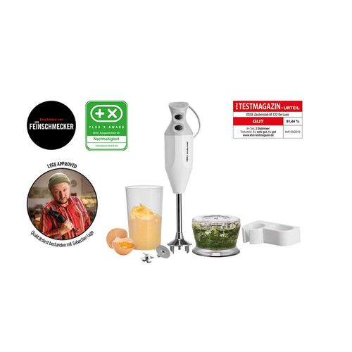 ESGE-Zauberstab 90410 M 122 de Luxe, Stabmixer weiß, mit Zubehör, bis 14.000 U/Min