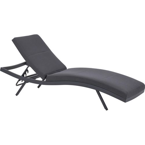 BELIANI Gartenliege Schwarz Aluminium mit Bespannung Graphitgrau Stoff Verstellbares Kopfteil Modern Outdoor Terrasse Balkon Außenbereich Ausstattung