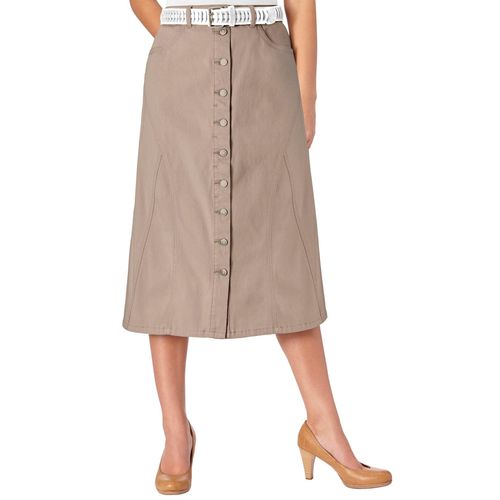 Jeansrock INSPIRATIONEN, Damen, Gr. 23, beige, 96% Baumwolle, 4% Elasthan, unifarben, wadenlang, Röcke