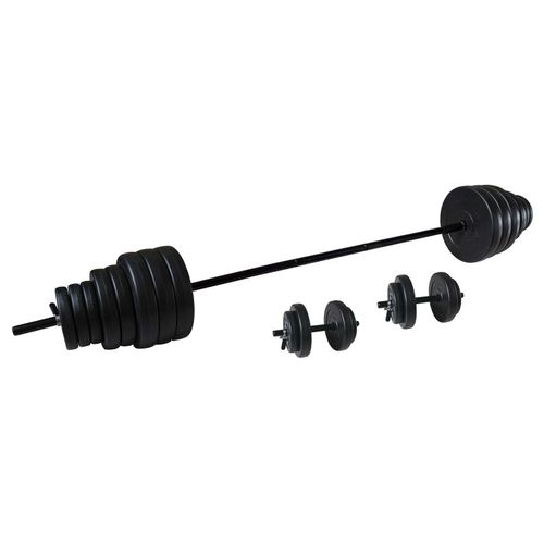 Tunturi Hantelset Vinyl mit 1 Langhantel, 2 Kurzhantel, 16 Hantelscheiben 50 kg mit 5 kg, 2,5 kg, 1,25 kg,