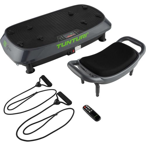 Tunturi Vibrationsplatte Cardio Fit V20 mit Schwingungen & Vibration, 3 Programme, 3 manuelle Modi, 30 Geschwindigkeiten, mit Hocker, Fernbedienung und Trainingsbänder