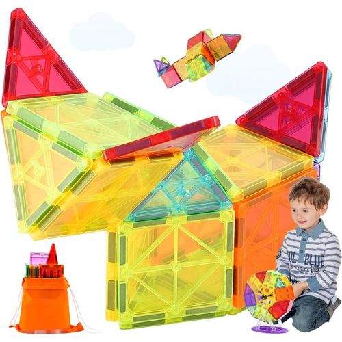 Magnetspielzeug für Kinder - Magnetische Bausteine - 180-teiliges Set - Kreatives Bau- und Spielvergnügen