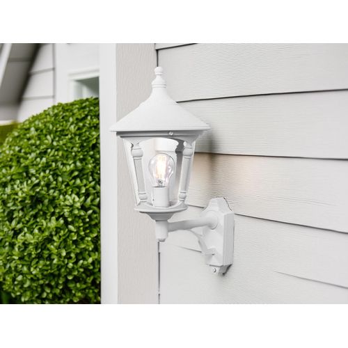 LED Außenwandleuchte, Wandlaterne im Landhausstil stehend, Terrassenlampe Weiß