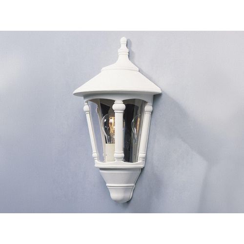 LED Außenwandleuchte, Wandlaterne Halbschale Landhausstil, Terrassenlampe Weiß