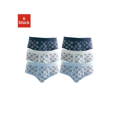 Slip CLIPPER, Herren, Gr. 7, blau (weiß, marine, hellblau), Obermaterial: 100% Baumwolle, gemustert, körpernah, Unterhosen, mit Eingriff, schöne Feinripp-Qualität aus reiner Baumwolle