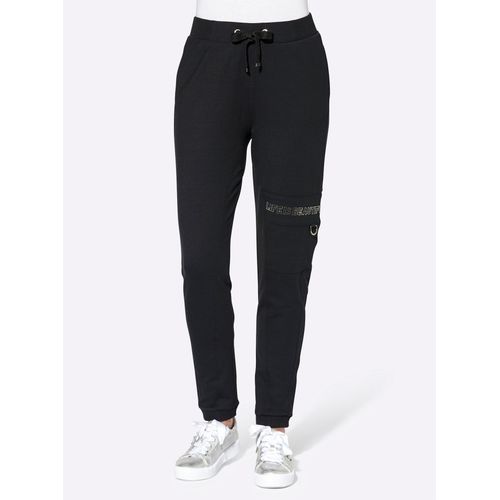Jogger Pants INSPIRATIONEN, Damen, Gr. 38, Normalgrößen, schwarz, 47% Baumwolle, 47% Modal, 6% Elasthan, unifarben, lang, Hosen
