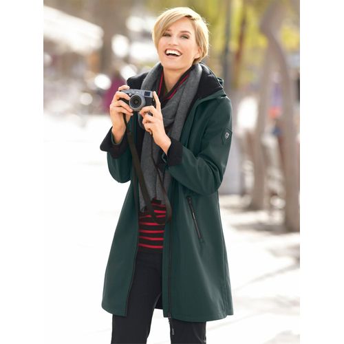 Softshelljacke CASUAL LOOKS, Damen, Gr. 48, blau (petrol), 94% Polyester, 6% Elasthan, unifarben, figurumspielend, Jacken