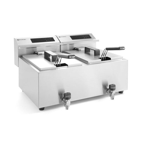 HENDI Friteuse Mastercook digital mit Ablasshahn 2 x 8 l