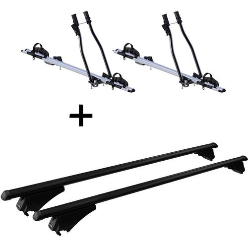 2x Fahrradträger SAGITTAR + Relingträger Tiger Alu XL kompatibel mit für Peugeot Kadjar ab 2015