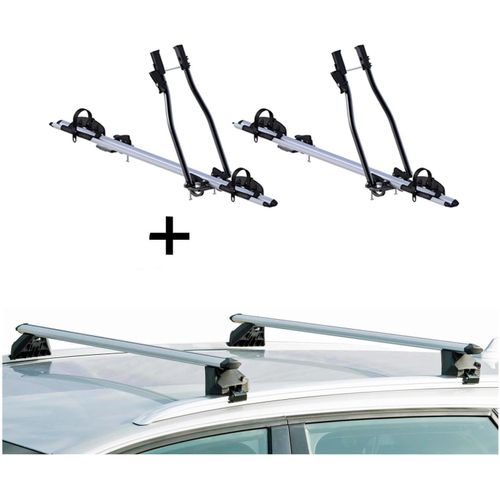 2x Fahrradträger SAGITTAR + Relingträger CRV107A kompatibel mit kompatibel mit für BMW X1 (E84) 5 Türer 2009-2015