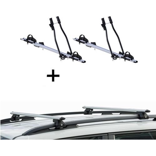 2x Fahrradträger SAGITTAR + Relingträger CRV135 kompatibel mit Chrysler Voyager ab 08