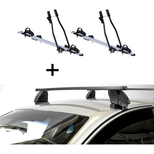 2x Fahrradträger SAGITTAR + Dachträger K1 MEDIUM kompatibel mit für Opel Corsa F (5 Türer) ab 2019