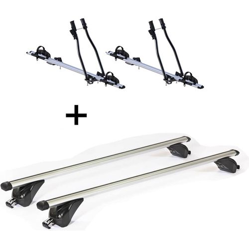 2x Fahrradträger SAGITTAR + Dachträger/Relingträger VDP KING1 kompatibel mit für Jeep Compass II (5 Türer) ab 17