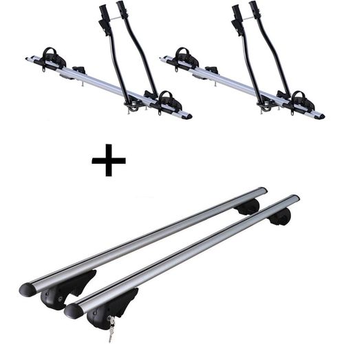 2x Fahrradträger SAGITTAR + Relingträger Rio 135 kompatibel mit für Fiat Stilo Stationwagon (Kombi) 192 2001-2010