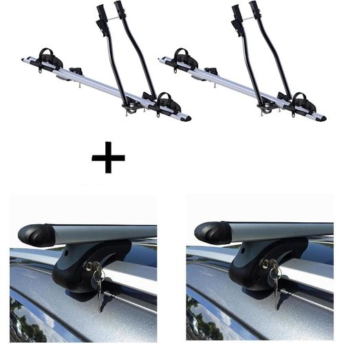2x Fahrradträger SAGITTAR + Relingträger VDP L120 kompatibel mit für Toyota Yaris Verso ab 00