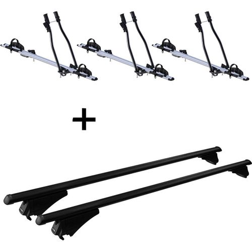 3x Fahrradträger SAGITTAR + Relingträger Tiger Alu XL kompatibel mit für Peugeot Kadjar ab 2015