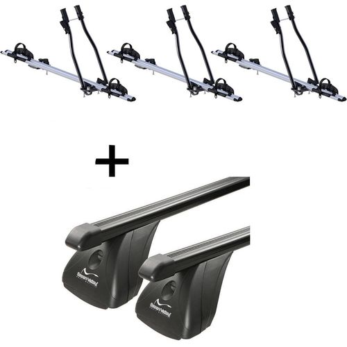 3x Fahrradträger SAGITTAR + Dachträger VDP Stahl kompatibel mit für Opel Vectra C 4 Türer 2002-2008