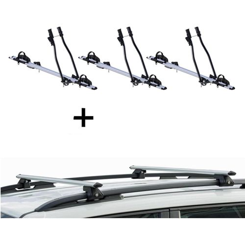 3x Fahrradträger SAGITTAR + Relingträger CRV135 kompatibel mit Chrysler Voyager ab 08