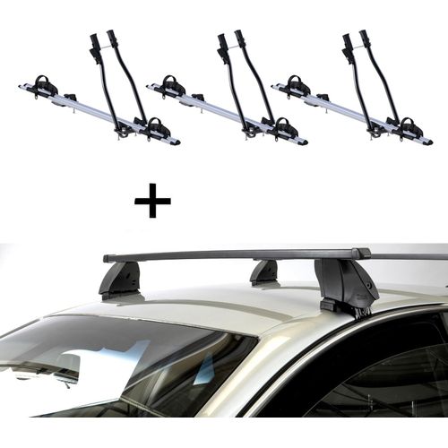 3x Fahrradträger SAGITTAR + Dachträger K1 MEDIUM kompatibel mit für Opel Corsa F (5 Türer) ab 2019