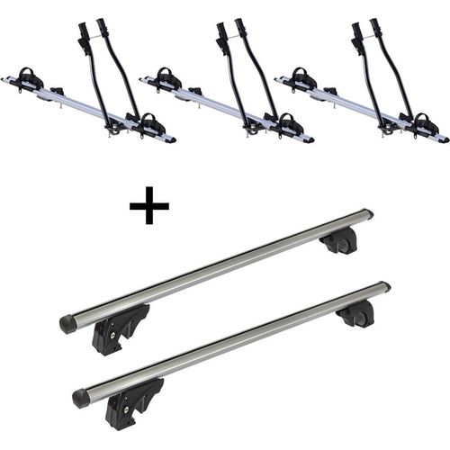 3x Fahrradträger SAGITTAR + Dachträger/Relingträger VDP LION1 kompatibel mit Tata Xenon (5 Türer) ab 07