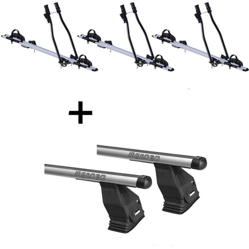3x Fahrradträger SAGITTAR + Dachträger Menabo Tema kompatibel mit für Mercedes B-Klasse W245 2005-2011