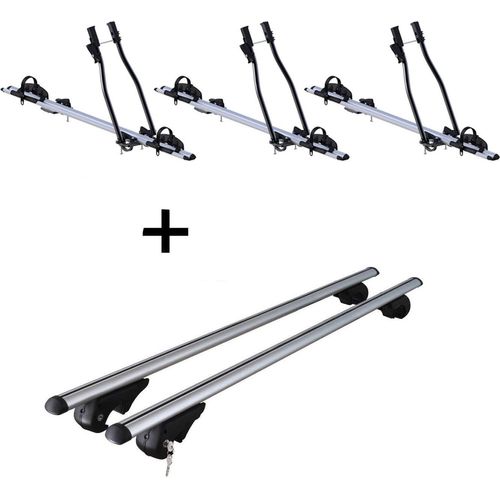 3x Fahrradträger SAGITTAR + Relingträger Rio 135 kompatibel mit für Fiat Stilo Stationwagon (Kombi) 192 2001-2010