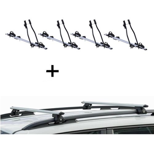 4x Fahrradträger SAGITTAR + Relingträger CRV135 kompatibel mit Chrysler Voyager ab 08