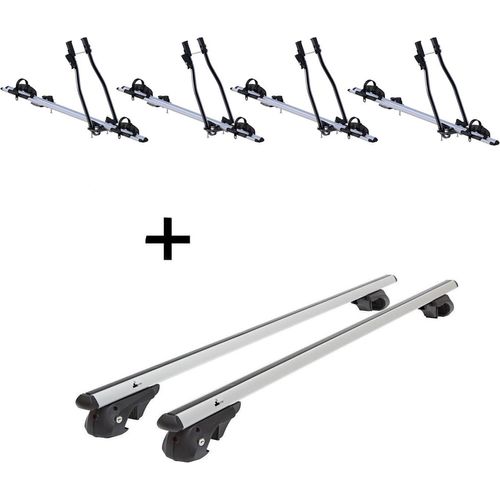4x Fahrradträger SAGITTAR + Relingträger VDP004 XL kompatibel mit für Mercedes Vaneo W414 2002-2005