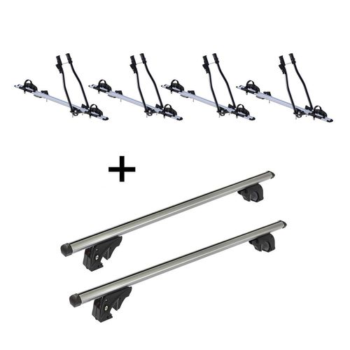 4x Fahrradträger SAGITTAR + Dachträger/Relingträger VDP LION2 kompatibel mit Volvo XC90 (5 Türer) ab 15