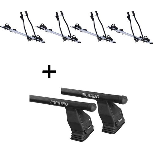 4x Fahrradträger SAGITTAR + Dachträger Menabo Tema Stahl kompatibel mit für Mercedes B-Klasse W245 2005-2011