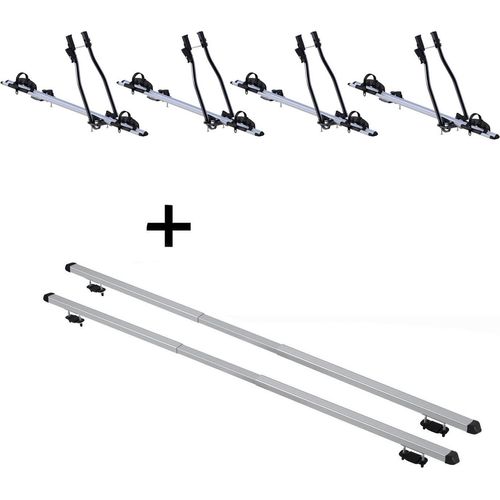 4x Fahrradträger SAGITTAR + Dachträger RAPID kompatibel mit Chrysler Voyager (5Türer) 96-00