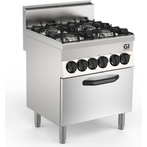 GI 650 HP Gasherd mit 4 Brenner und Elektrobackofen, 70cm