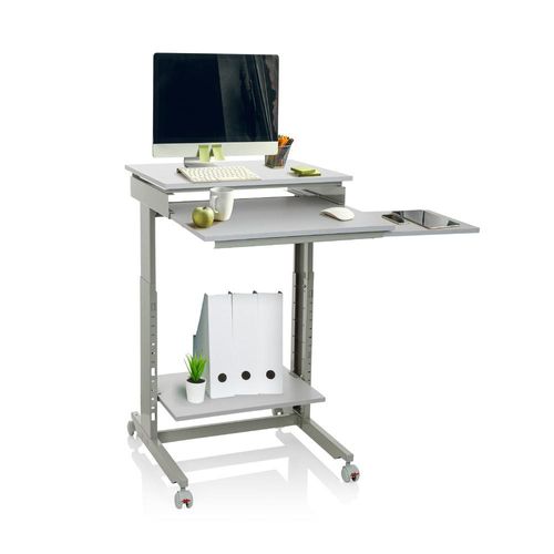 hjh OFFICE Stehschreibtisch WORKSTATION Sitz-Steh Schreibtisch höhenverstellbar, Stehpult Laptoptisch für Zuhause & Büro, Höhe 71.5 - 107.5 cm
