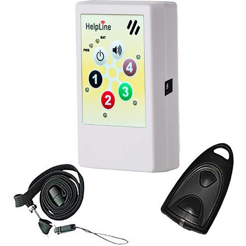 HelpLine2.0: Portables Hausnotrufgerät mit Funk-Notruf-Halsband, Mobiler-Pflege-Alarm für zuhause, Pflegeruf-Set, tragbares Notrufsystem mit angenehmen Ruftonmelodien