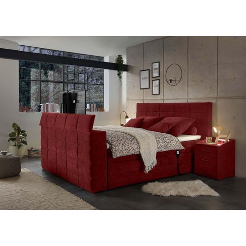 Denver Boxspringbett 180x200cm Berry inkl. Motor & motorisierte TV-Halterung, Ausführung:Variante 1