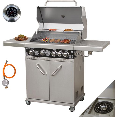 Vaiko Chef 4 Gasgrill Echte Edelstahl Konstruktion Grillstation Grillwagen 4+1