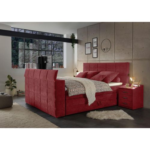 Denver Boxspringbett 180x200cm Berry inkl. Bettkasten & motorisierte TV-Halterung, Ausführung:Variante 1