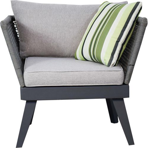 Sessel Gartensessel Gartenstuhl Loungesessel schnell trocknend UV resistent Wetterresistent In und Outdoor nutzbar mit Seilwicklung Modell: Cuba in grau Jet-Line
