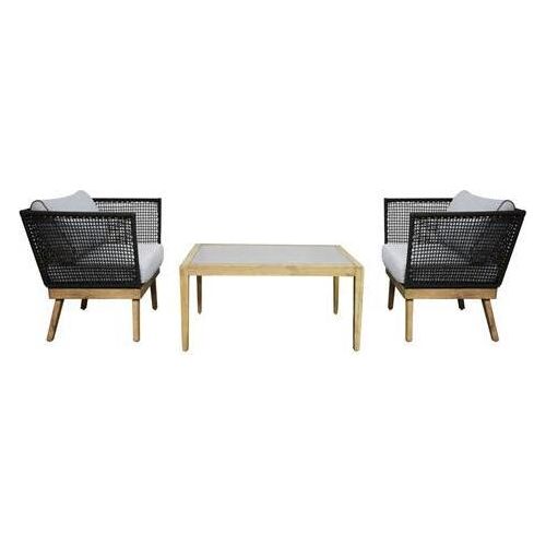 Gartenset Gartenmöbel Lounge Möbel 1 x Tisch +2 x Stuhl Schnell trocknend UV resistent Wetterresistent angenehmer Sitzkomfort Modell: Cuba in anthrazit Jet-Line