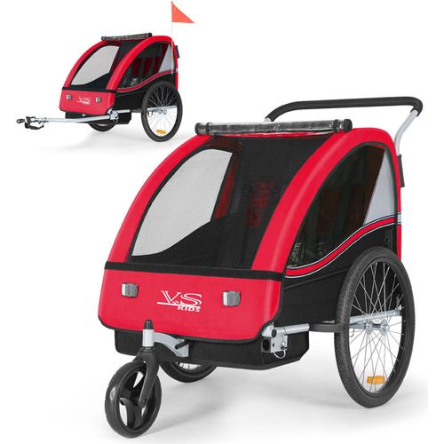 Tiggo VS 2 Kinderanhänger Fahrradanhänger 360° Drehbar 2in1 Joggerfunktion Kinderfahrradanhänger + 5-Punkt Sicherheitsgurt Jogger