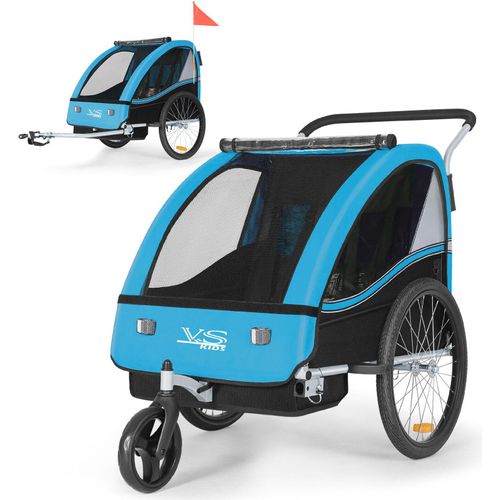 Tiggo VS 2 Kinderanhänger Fahrradanhänger 360° Drehbar 2in1 Joggerfunktion Kinderfahrradanhänger + 5-Punkt Sicherheitsgurt Jogger