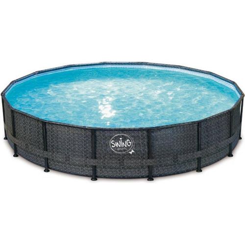 Frame Pool ELITE WICKER Swing Aufstellpool - rund - 5,49 x 1,32 m - Herringbone