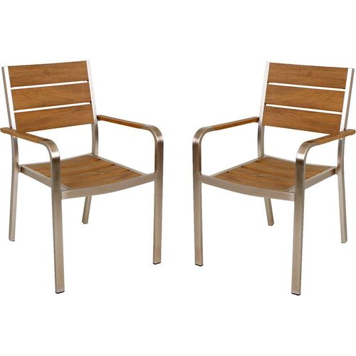 Stapelstuhl Garten Balkon Champagner Teak-Optik