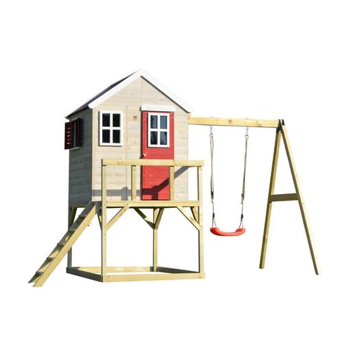 Wendi Toys Holz Stelzenhaus Zebra mit Schaukel Natur 192x350x242 cm