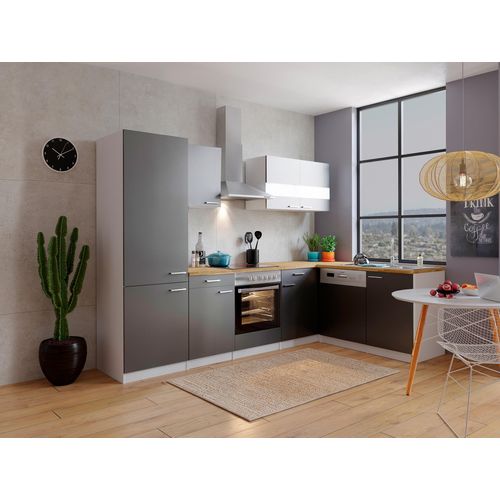 Küche Küchenzeile Küchenblock Winkelküche Weiß Grau Malia 280x172 cm Respekta
